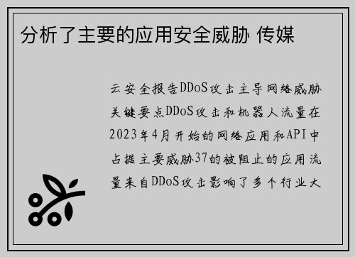 分析了主要的应用安全威胁 传媒