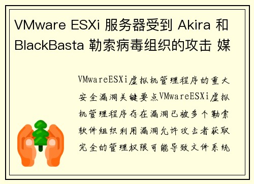VMware ESXi 服务器受到 Akira 和 BlackBasta 勒索病毒组织的攻击 媒体