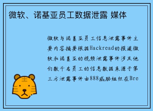 微软、诺基亚员工数据泄露 媒体