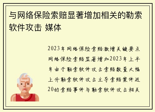与网络保险索赔显著增加相关的勒索软件攻击 媒体